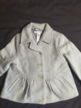 Girls' Light Blue Tweed Peplum Coat - Brand:
